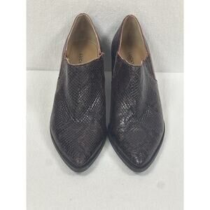 Lucky Brand Tabea Burgundy Snake Leather Pointed Toe Slip-On Ankle Booties SZ 7
